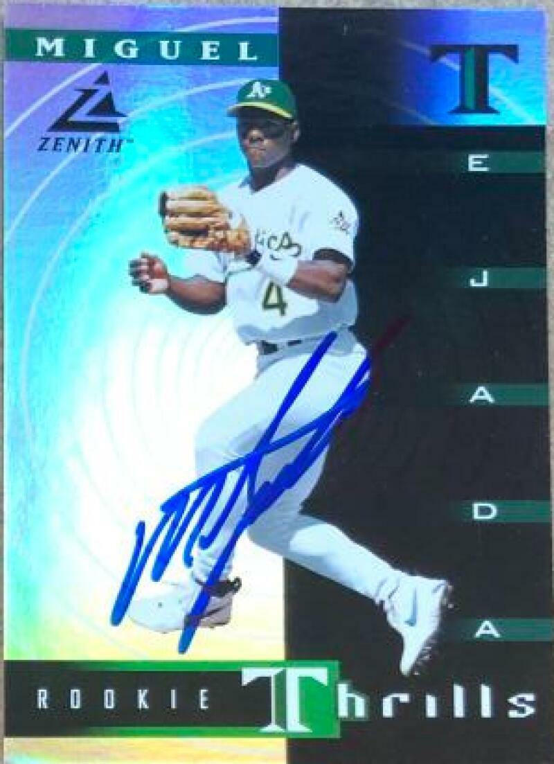Miguel Tejada Signed 1998 Zenith Rookie Thrills Baseball Card - Oakland A's - PastPros