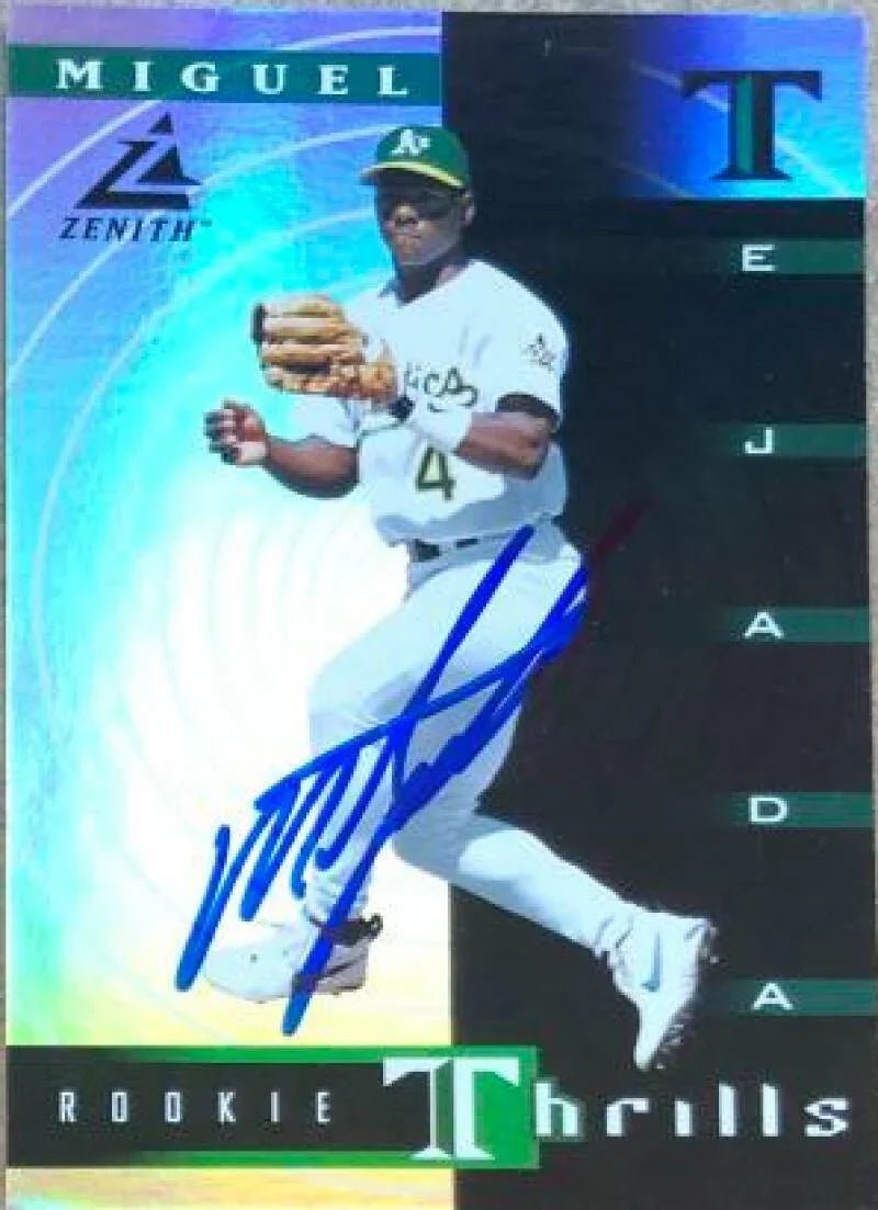 Miguel Tejada Signed 1998 Zenith Rookie Thrills Baseball Card - Oakland A's