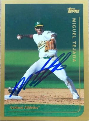 Miguel Tejada Signed 1999 Topps Baseball Card - Oakland A's