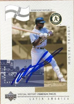 Miguel Tejada Signed 1999 Upper Deck Foreign Focus Baseball Card - Oakland A's