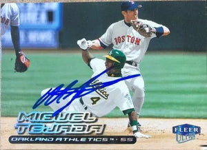 Miguel Tejada Signed 2000 Fleer Ultra Baseball Card - Oakland A's - PastPros