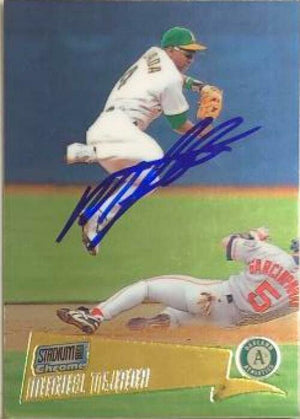 Miguel Tejada Signed 2000 Stadium Club Chrome Baseball Card - Oakland A's - PastPros