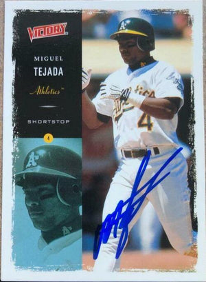 Miguel Tejada Signed 2000 Upper Deck Victory Baseball Card - Oakland A's - PastPros