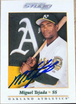 Miguel Tejada Signed 2001 Donruss Studio Baseball Card - Oakland A's - PastPros