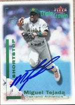 Miguel Tejada Signed 2001 Fleer Triple Crown Baseball Card - Oakland A's - PastPros