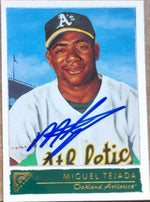 Miguel Tejada Signed 2001 Topps Gallery Baseball Card - Oakland A's - PastPros