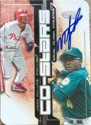 Miguel Tejada Signed 2002 Fleer Hot Prospects Co-Stars Baseball Card - Oakland A's - PastPros