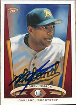 Miguel Tejada Signed 2002 Topps 206 Series 3 Baseball Card - Oakland A's - PastPros