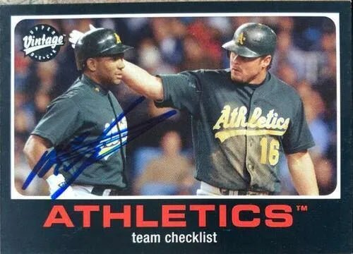 Miguel Tejada Signed 2002 Upper Deck Vintage Baseball Card - Oakland A's