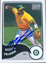 Miguel Tejada Signed 2003 Bazooka Baseball Card - Oakland A's
