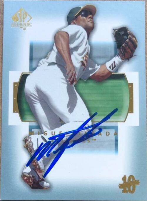 Miguel Tejada Signed 2003 SP Authentic Baseball Card - Oakland A's - PastPros