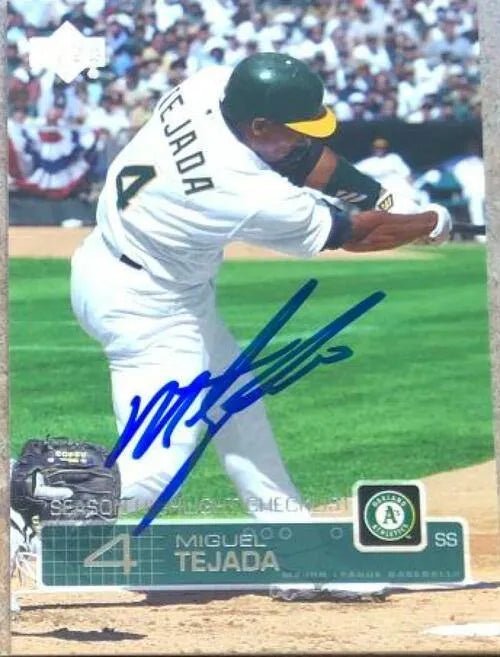 Miguel Tejada Signed 2003 Upper Deck Baseball Card - Oakland A's