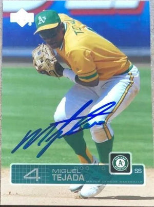 Miguel Tejada Signed 2003 Upper Deck Baseball Card - Oakland A's