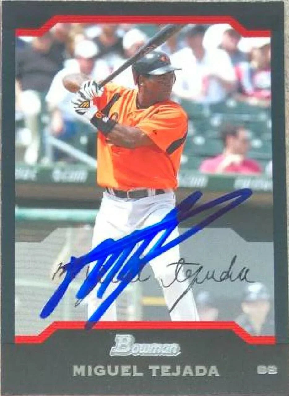 Miguel Tejada Signed 2004 Bowman Baseball Card - Baltimore Orioles