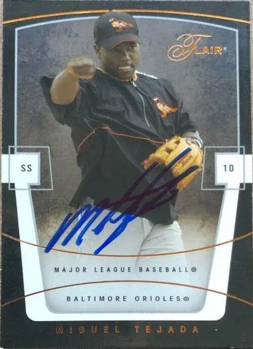 Miguel Tejada Signed 2004 Flair Baseball Card - Baltimore Orioles
