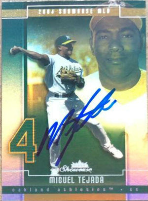 Miguel Tejada Signed 2004 Fleer Showcase Baseball Card - Oakland A's - PastPros
