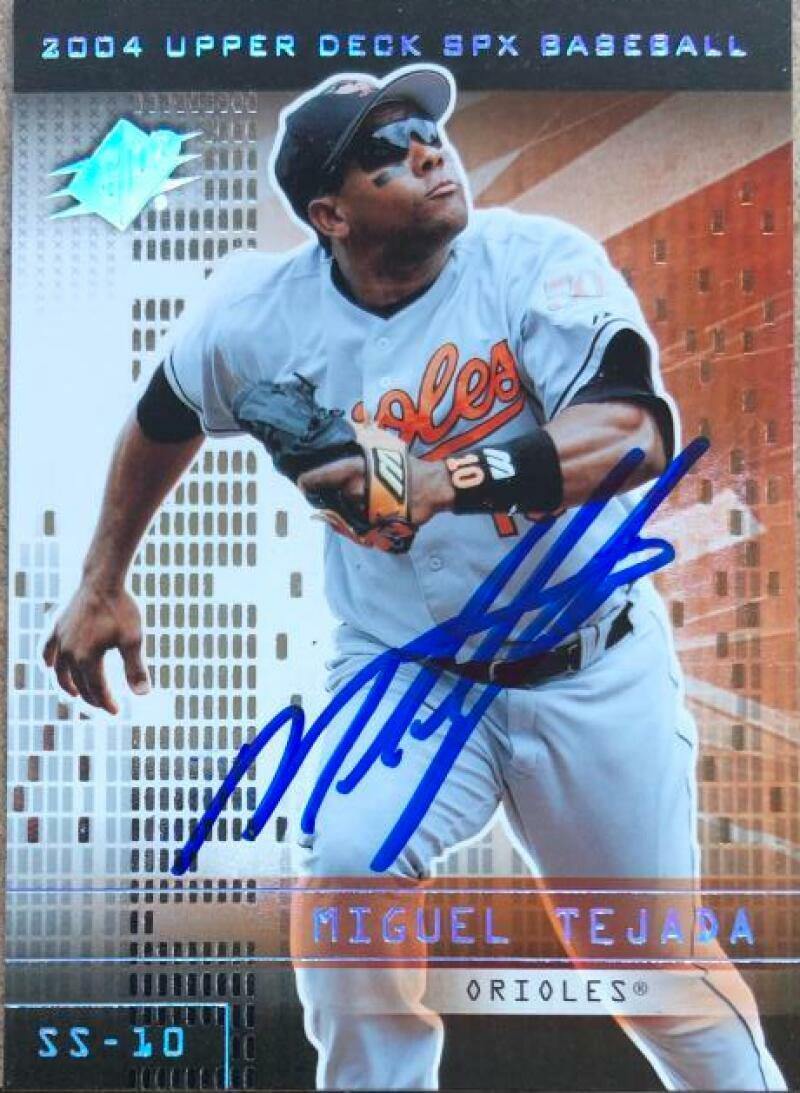 Miguel Tejada Signed 2004 SPX Baseball Card - Baltimore Orioles - PastPros