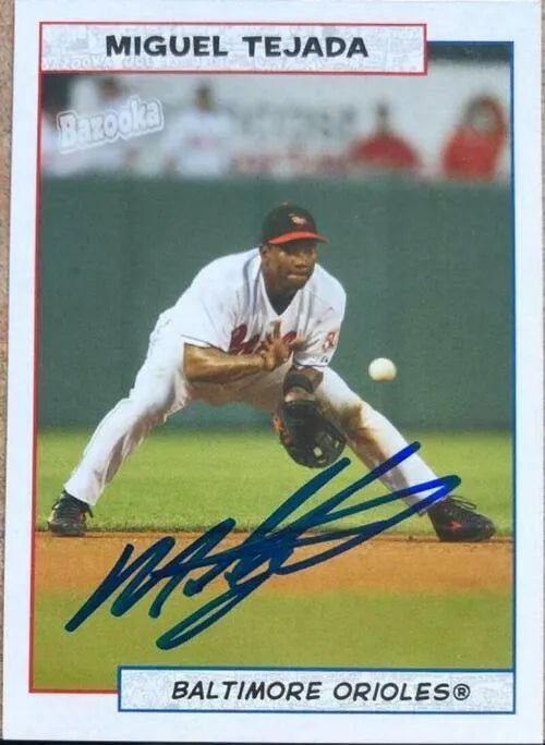 Miguel Tejada Signed 2005 Bazooka Baseball Card - Baltimore Orioles