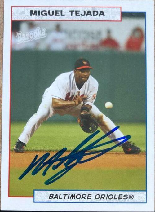 Miguel Tejada Signed 2005 Bazooka Baseball Card - Baltimore Orioles - PastPros