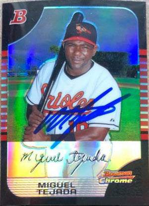 Miguel Tejada Signed 2005 Bowman Chrome Refactor Baseball Card - Baltimore Orioles - PastPros