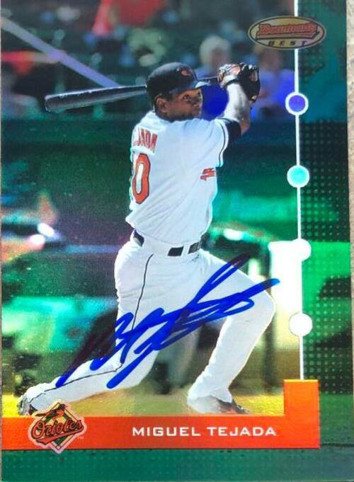Miguel Tejada Signed 2005 Bowman's Best (Green) Baseball Card - Baltimore Orioles - PastPros
