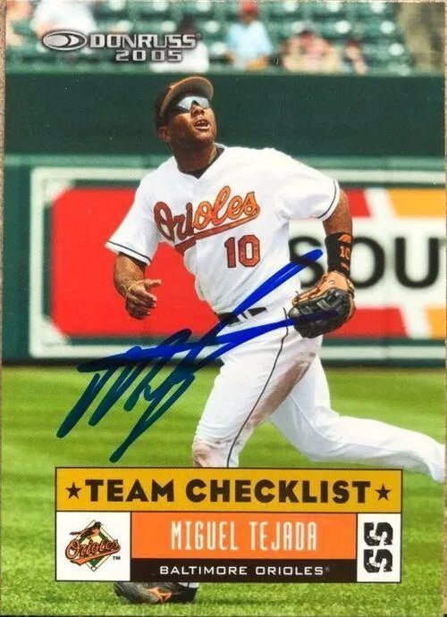 Miguel Tejada Signed 2005 Donruss Baseball Card - Baltimore Orioles
