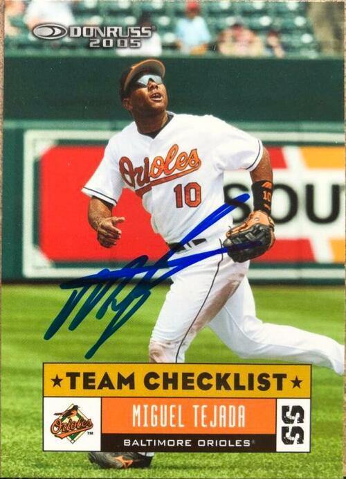 Miguel Tejada Signed 2005 Donruss Baseball Card - Baltimore Orioles - PastPros