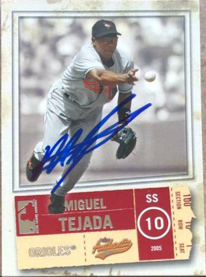 Miguel Tejada Signed 2005 Fleer Authentix Baseball Card - Baltimore Orioles - PastPros