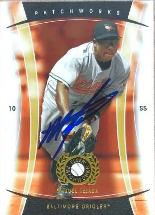 Miguel Tejada Signed 2005 Fleer Patchworks Gold Baseball Card - Baltimore Orioles