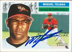 Miguel Tejada Signed 2005 Topps Heritage Baseball Card - Baltimore Orioles - PastPros