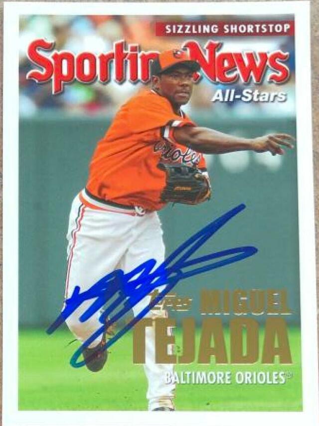 Miguel Tejada Signed 2005 Topps Sporting News Baseball Card - Baltimore Orioles - PastPros