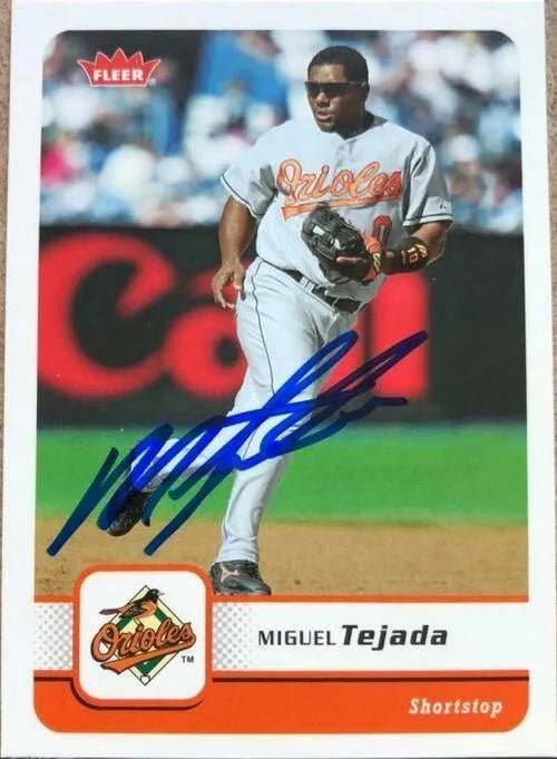 Miguel Tejada Signed 2006 Fleer Baseball Card - Baltimore Orioles