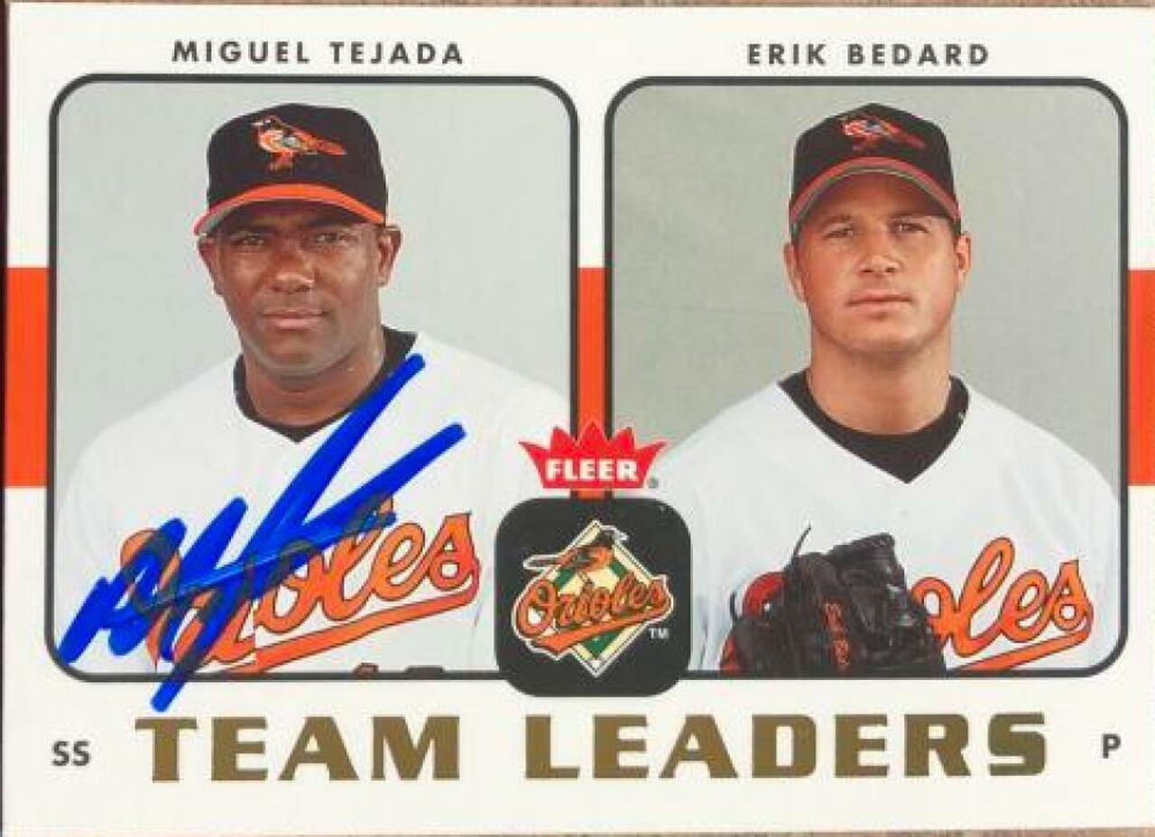 Miguel Tejada Signed 2006 Fleer Team Leaders Baseball Card - Baltimore Orioles - PastPros