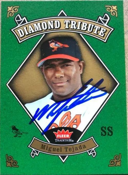 Miguel Tejada Signed 2006 Fleer Tradition Diamond Tribute Baseball Card - Baltimore Orioles