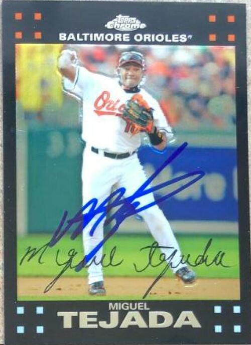 Miguel Tejada Signed 2007 Topps Chrome Baseball Card - Baltimore Orioles - PastPros