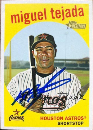 Miguel Tejada Signed 2008 Topps Heritage Baseball Card - Houston Astros - PastPros