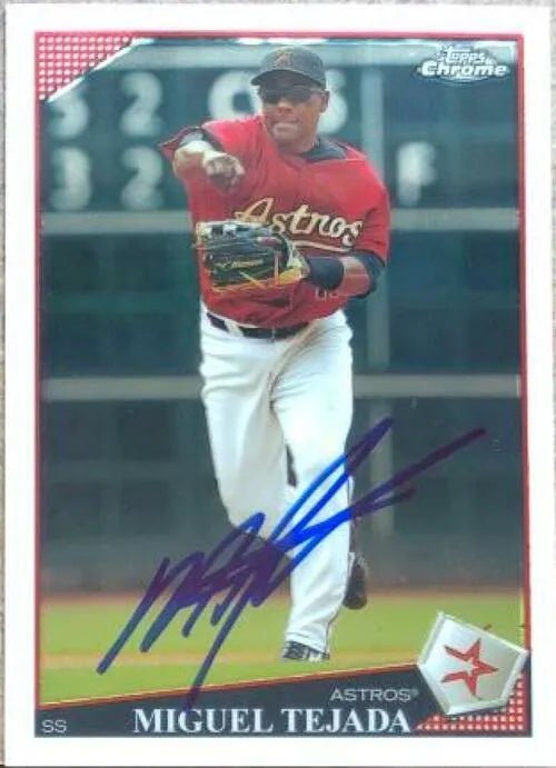 Miguel Tejada Signed 2009 Topps Chrome Baseball Card - Houston Astros