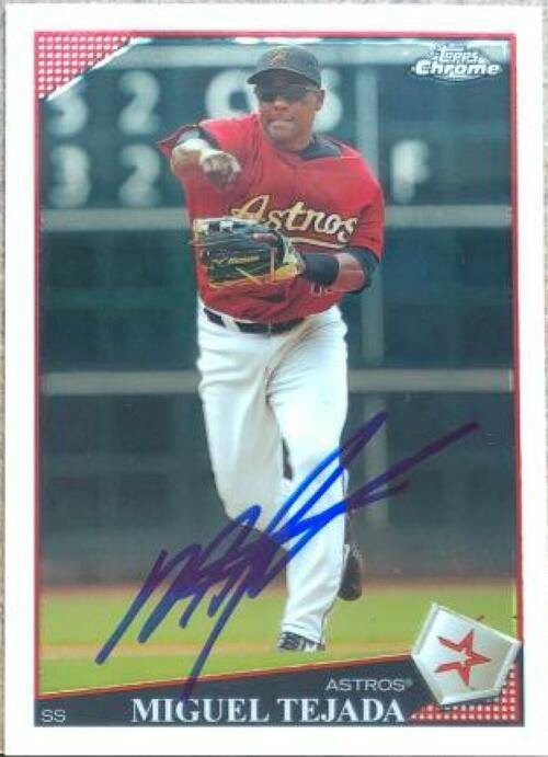 Miguel Tejada Signed 2009 Topps Chrome Baseball Card - Houston Astros - PastPros