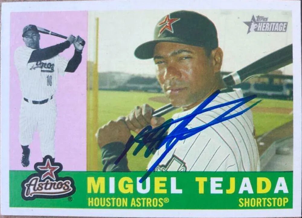 Miguel Tejada Signed 2009 Topps Heritage Baseball Card - Houston Astros