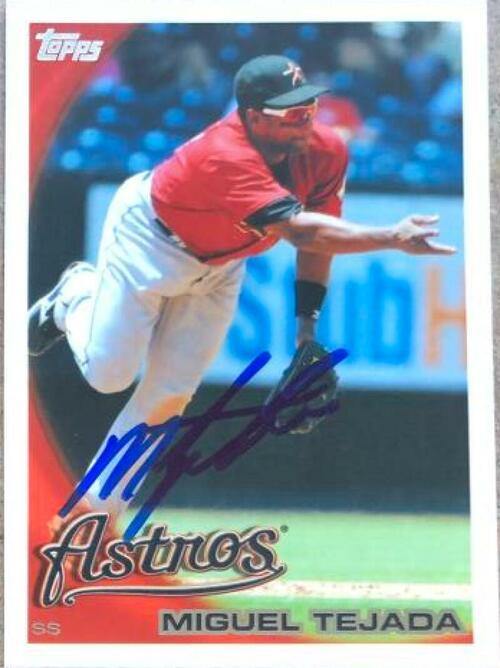 Miguel Tejada Signed 2010 Topps Baseball Card - Houston Astros - PastPros