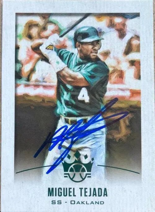 Miguel Tejada Signed 2019 Panini Diamond Kings Baseball Card - Oakland A's