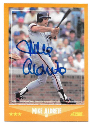 Mike Aldrete Signed 1988 Score Baseball Card - San Francisco Giants