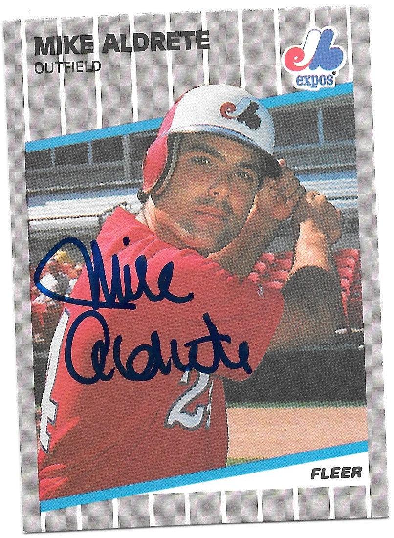 Mike Aldrete Signed 1989 Fleer Baseball Card - Montreal Expos - PastPros