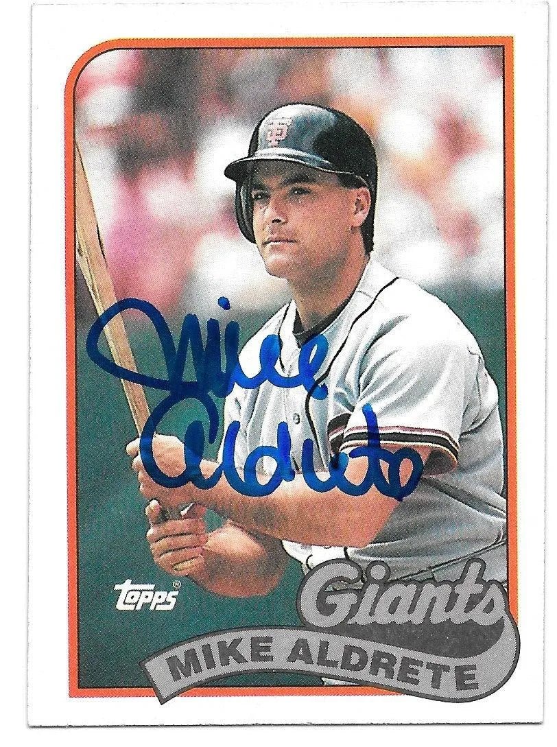 Mike Aldrete Signed 1989 Topps Baseball Card - San Francisco Giants