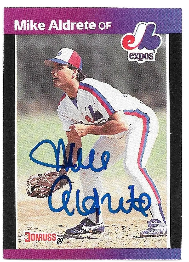 Mike Aldrete Signed 1990 Donruss Baseball Card - Montreal Expos