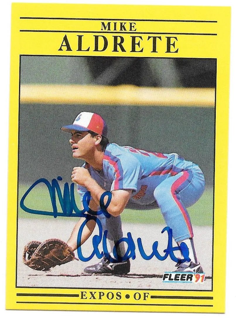 Mike Aldrete Signed 1991 Fleer Baseball Card - Montreal Expos