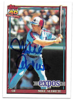 Mike Aldrete Signed 1991 Topps Baseball Card - Montreal Expos