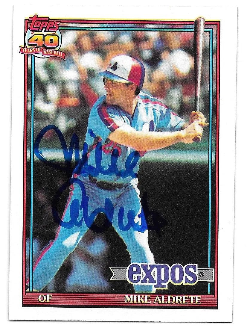 Mike Aldrete Signed 1991 Topps Baseball Card - Montreal Expos