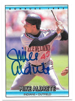 Mike Aldrete Signed 1992 Donruss Baseball Card - Cleveland Indians