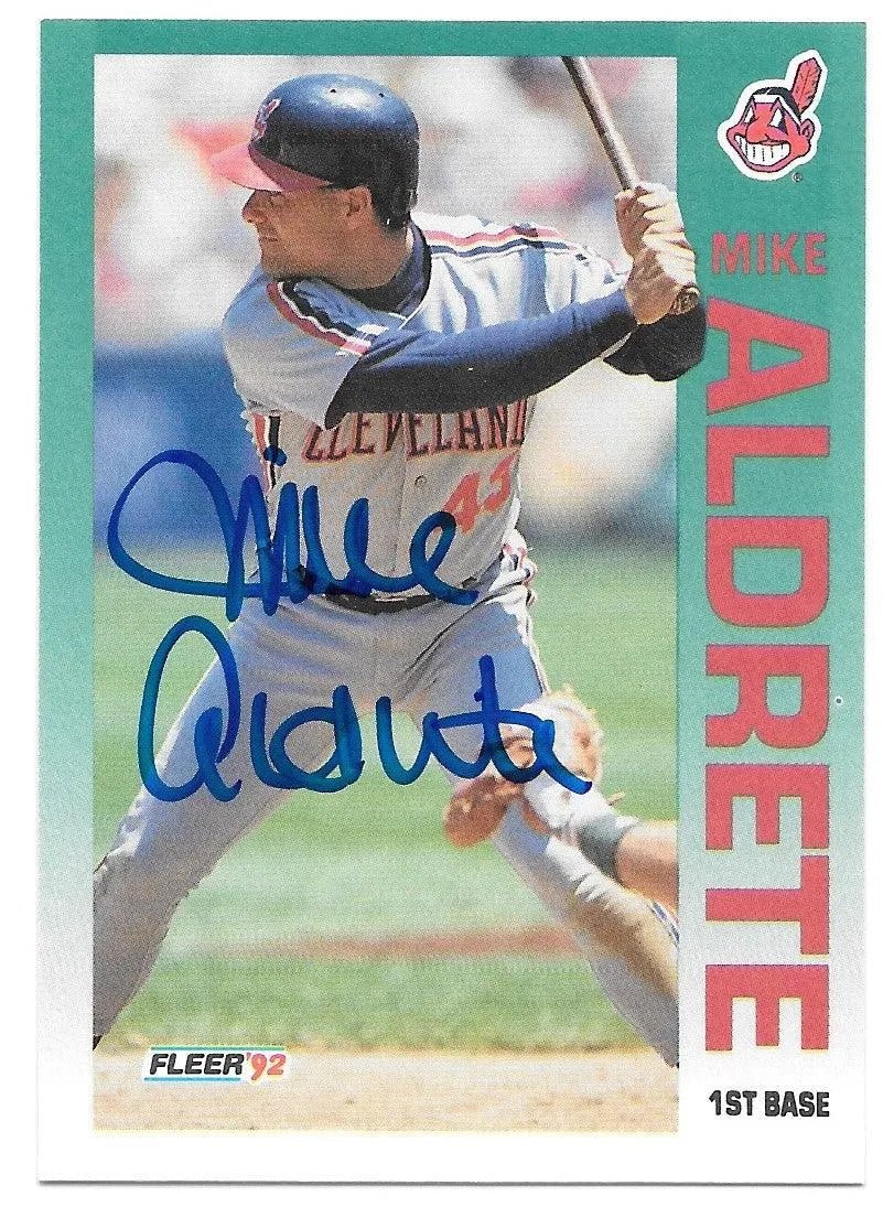 Mike Aldrete Signed 1992 Fleer Baseball Card - Cleveland Indians